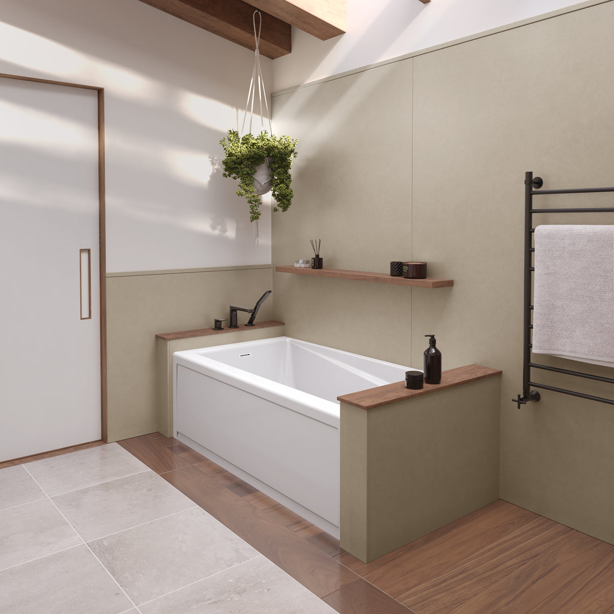 Maax Exhibit 6030 IFS AFR Acrylic Alcove Bathtub in White with Linear Overflow