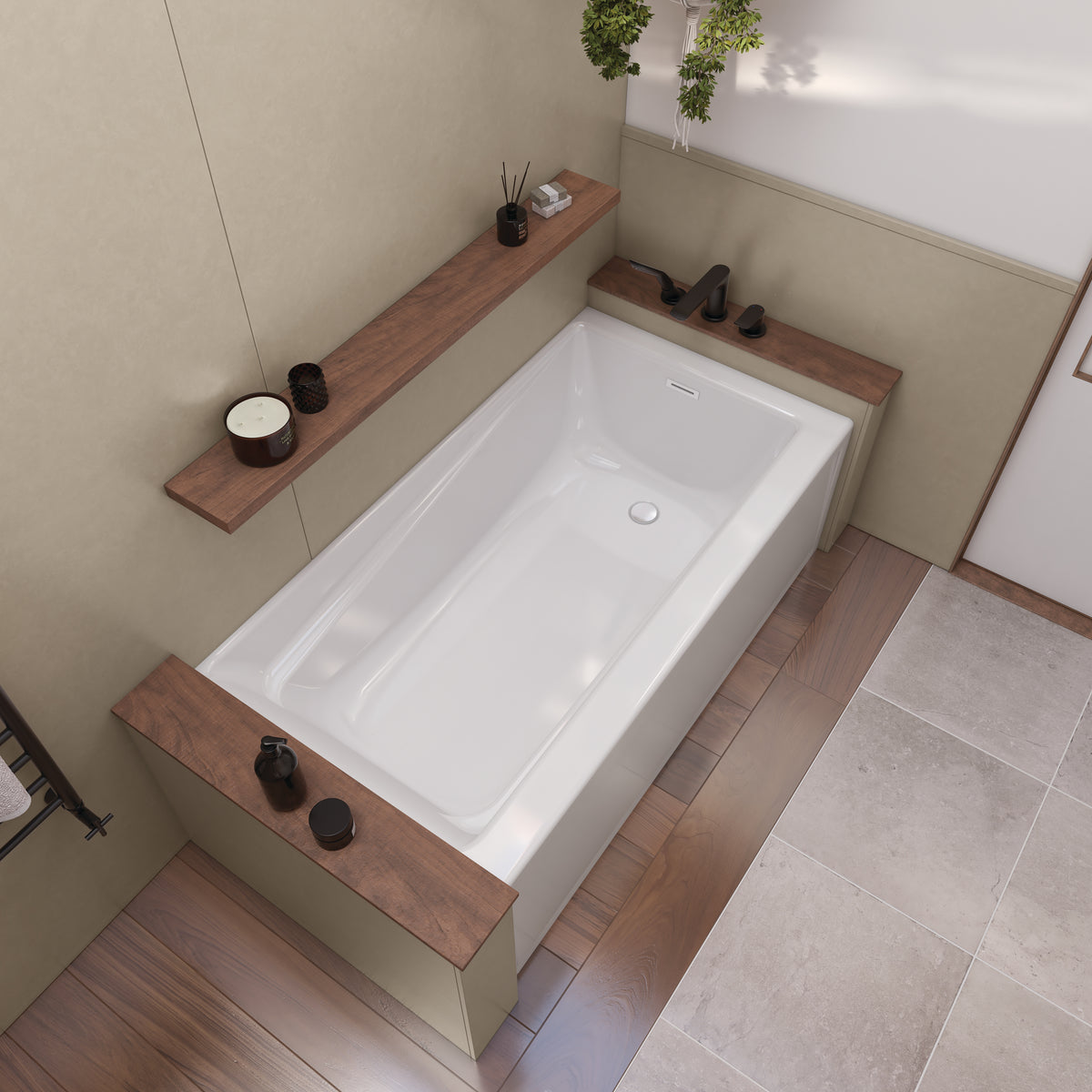 Maax Exhibit 6030 IFS AFR Acrylic Alcove Bathtub in White with Linear Overflow - image 10