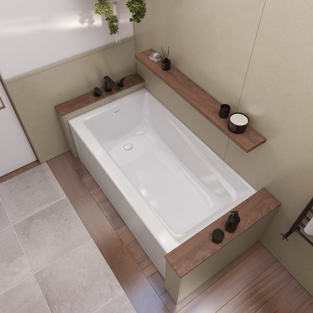 Maax Exhibit 6030 IFS AFR Acrylic Alcove Bathtub in White with Linear Overflow - image 5