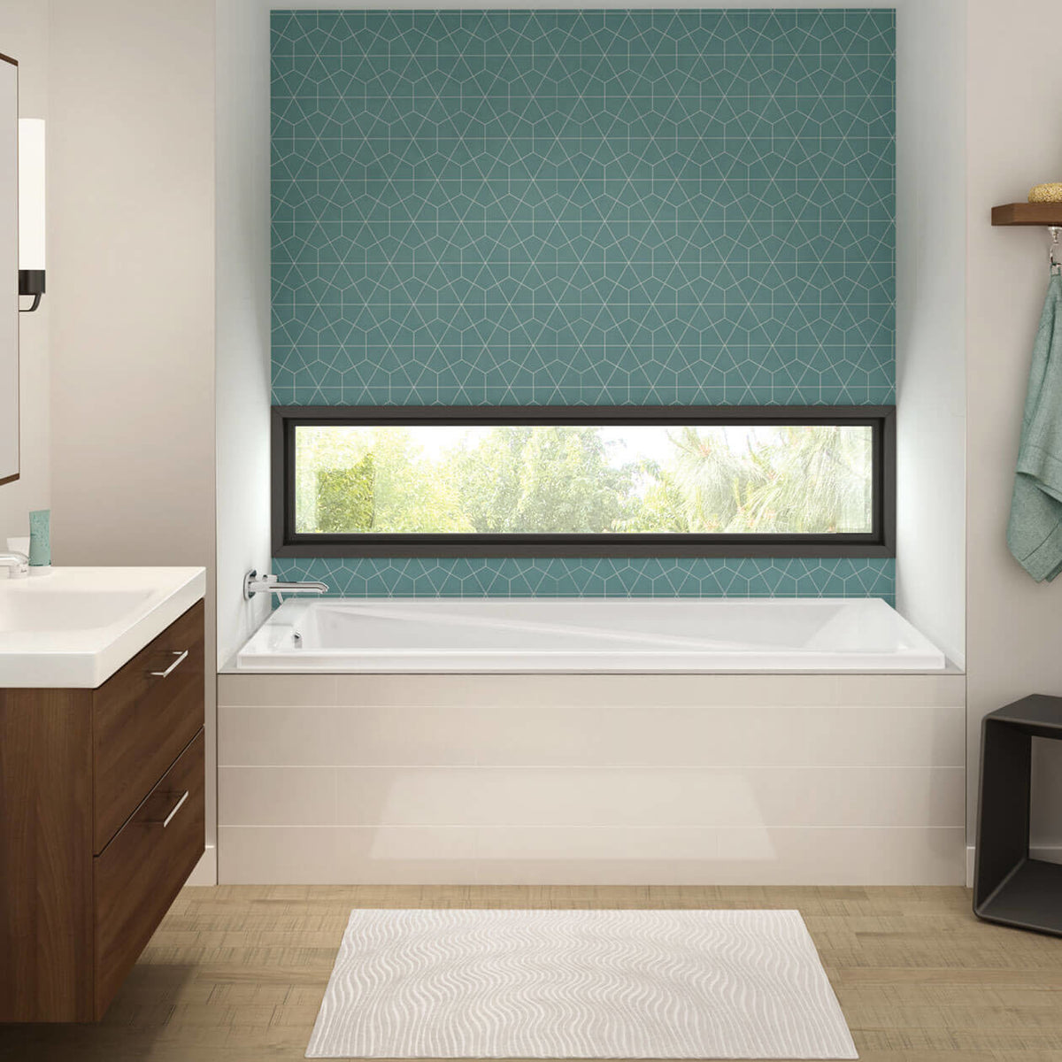 Maax Exhibit 7242 Acrylic Drop-in End Drain Bathtub in White