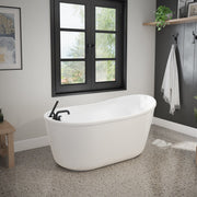 Maax Finlay 58 x 32 AcrylX Freestanding End Drain Bathtub in White with White Skirt