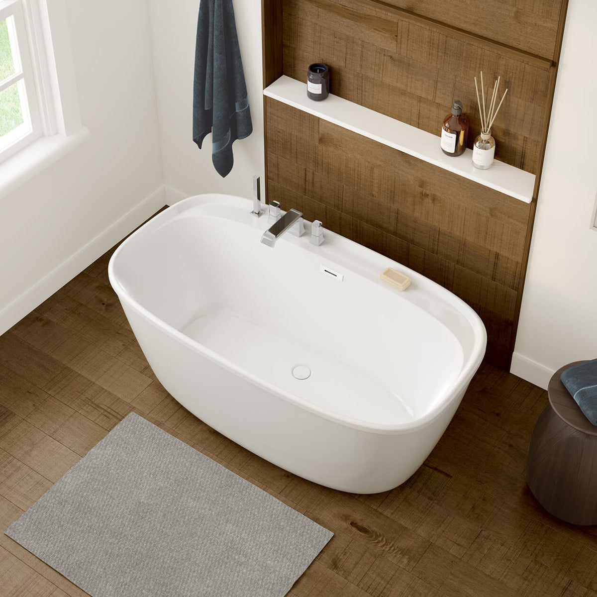 Maax Fontana 58 x 32 AcrylX Freestanding Center Drain Bathtub in White with White Skirt - image 2
