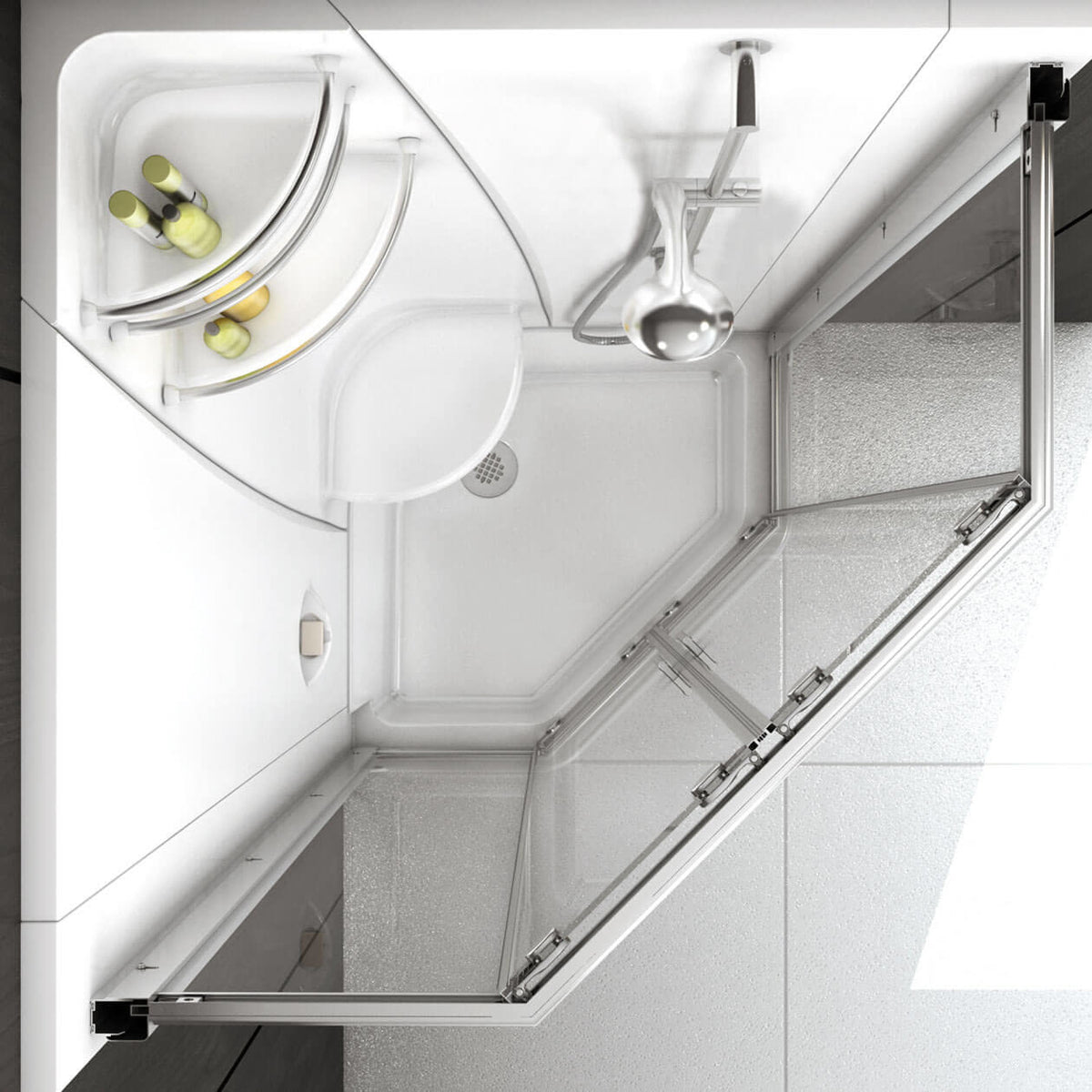 Maax Freestyle 37 Neo-Angle 37 x 37 Acrylic Corner Center Drain Two-Piece Shower with Corner Seat in White - image 2
