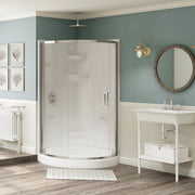 Maax Freestyle 37 Round 37 x 37 Acrylic Corner Center Drain One-Piece Shower with Corner Seat in White