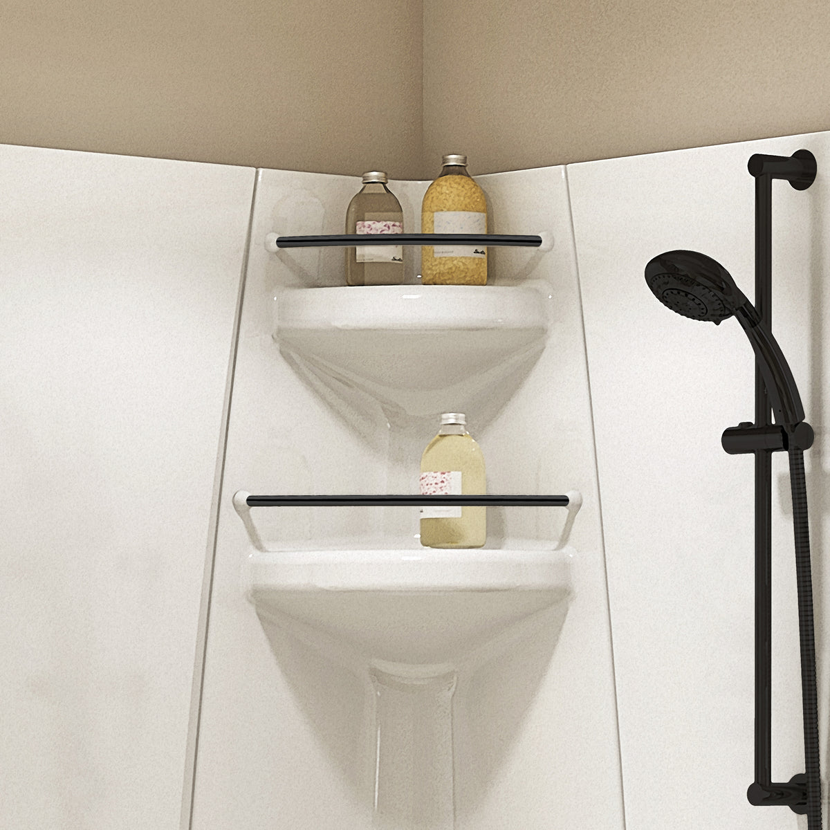 Maax Freestyle 40 Round 40 x 40 Acrylic Corner Center Drain Two-Piece Shower with Corner Footrest in White - image 4