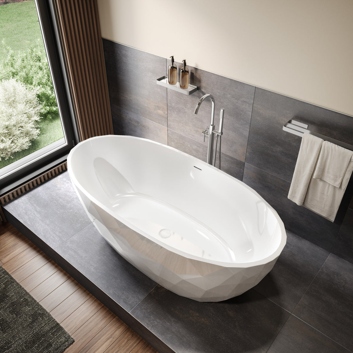 Maax Fura 6732 Acrylic Freestanding Center Drain Bathtub in White - image 2