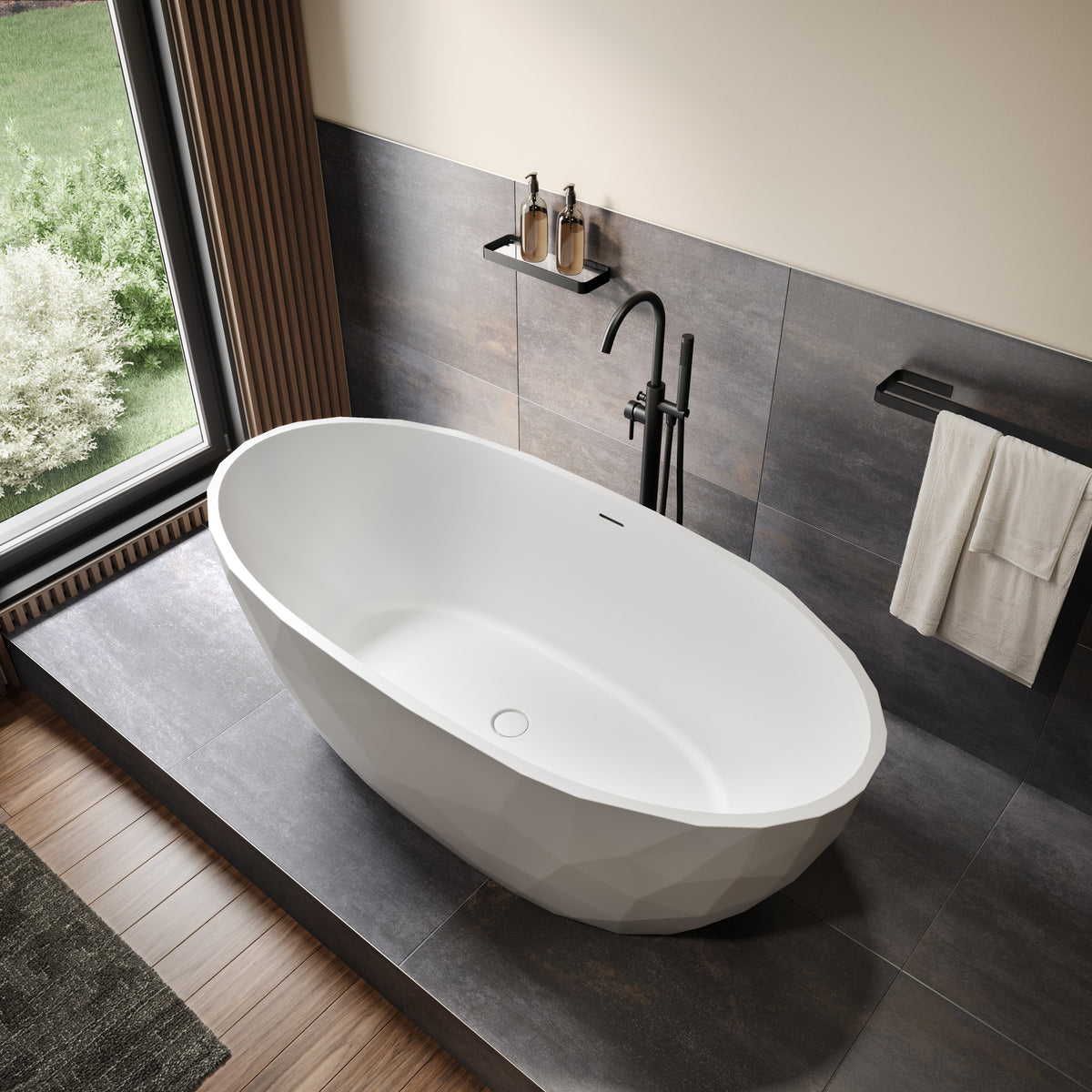 Maax Fura 6732 Acrylic Freestanding Center Drain Bathtub in White - image 7