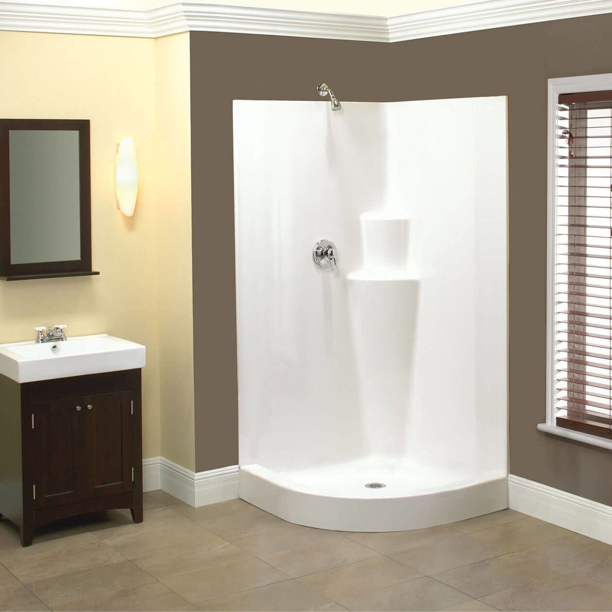 Maax Galaxie II 37 x 37 AcrylX Corner Center Drain One-Piece Shower in White