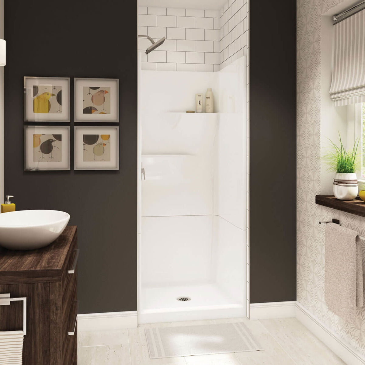 Maax Gallery SH-3232 AcrylX Alcove Center Drain Two-Piece Shower in White