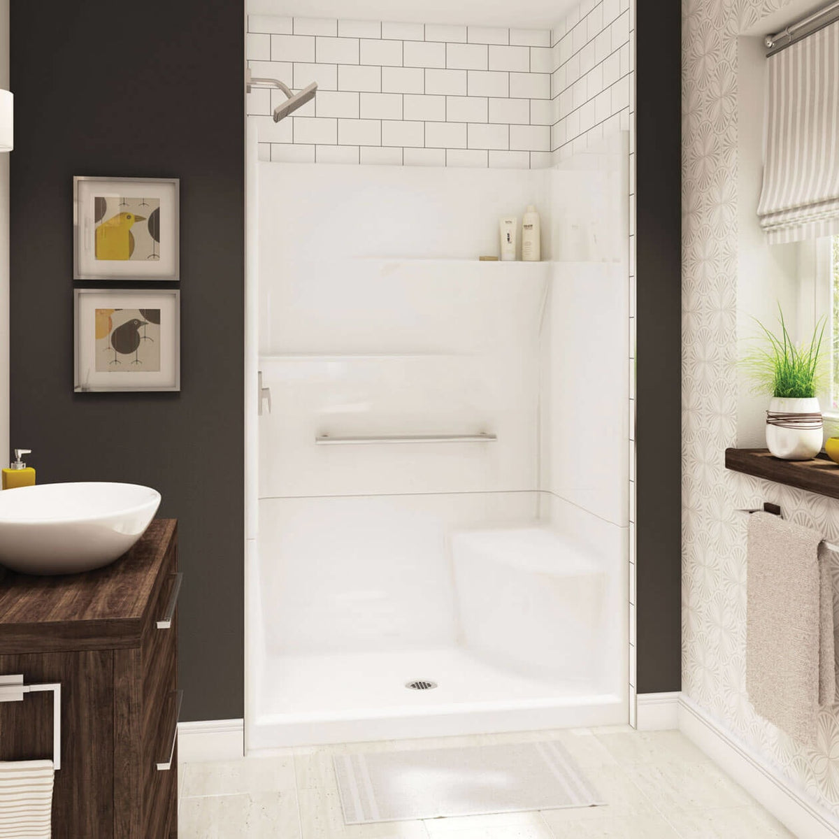 Maax Gallery SH-4834 AcrylX Alcove Center Drain Two-Piece Shower in White - image 4