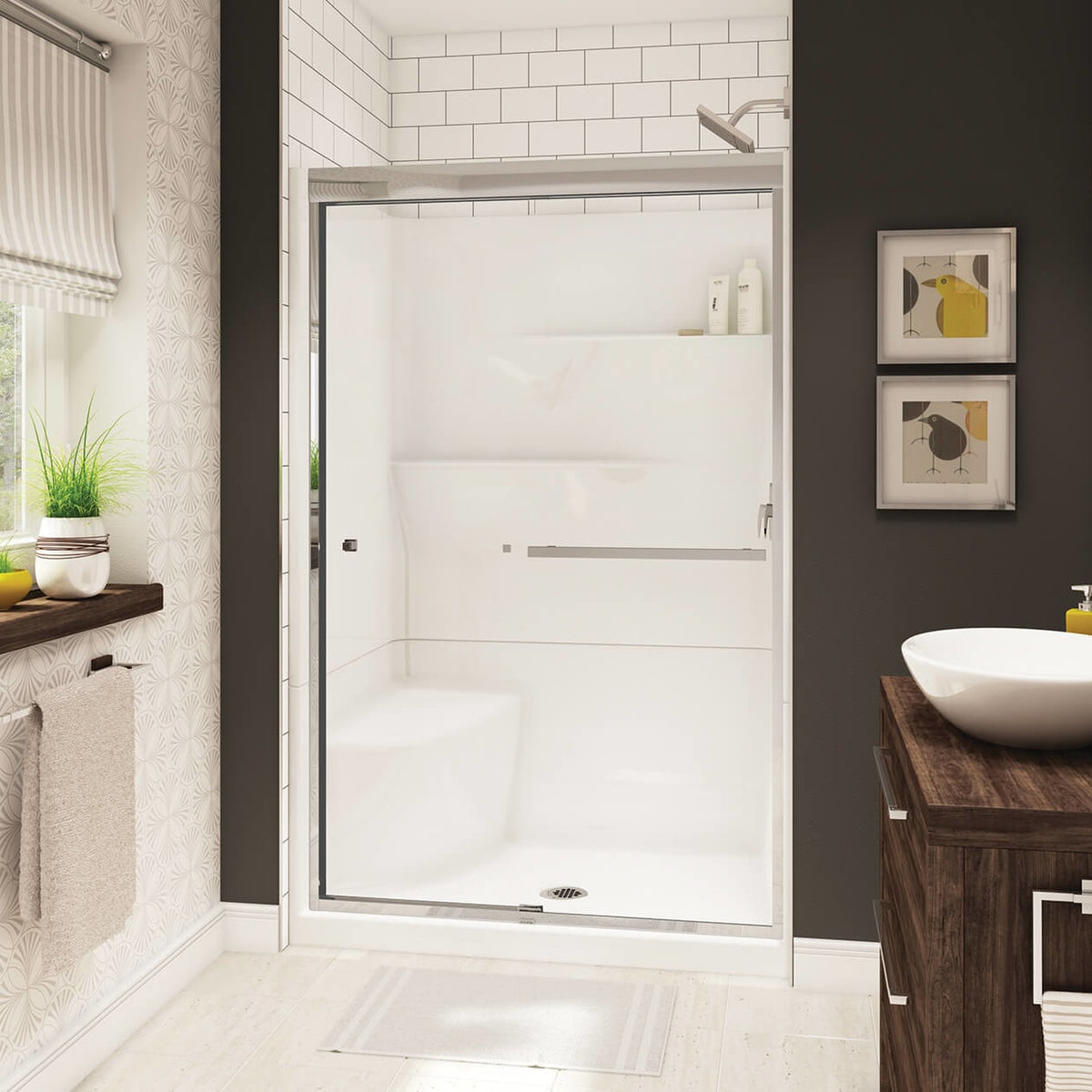 Maax Gallery SH-4834 AcrylX Alcove Center Drain Two-Piece Shower in White - image 5