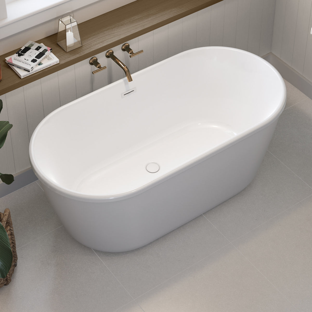 Maax Golan 5829 AcrylX Freestanding Center Drain Bathtub in White with White Skirt - image 2