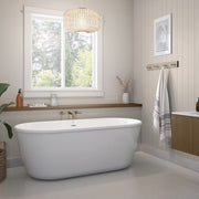 Maax Golan 6429 AcrylX Freestanding Center Drain Bathtub in White with White Skirt