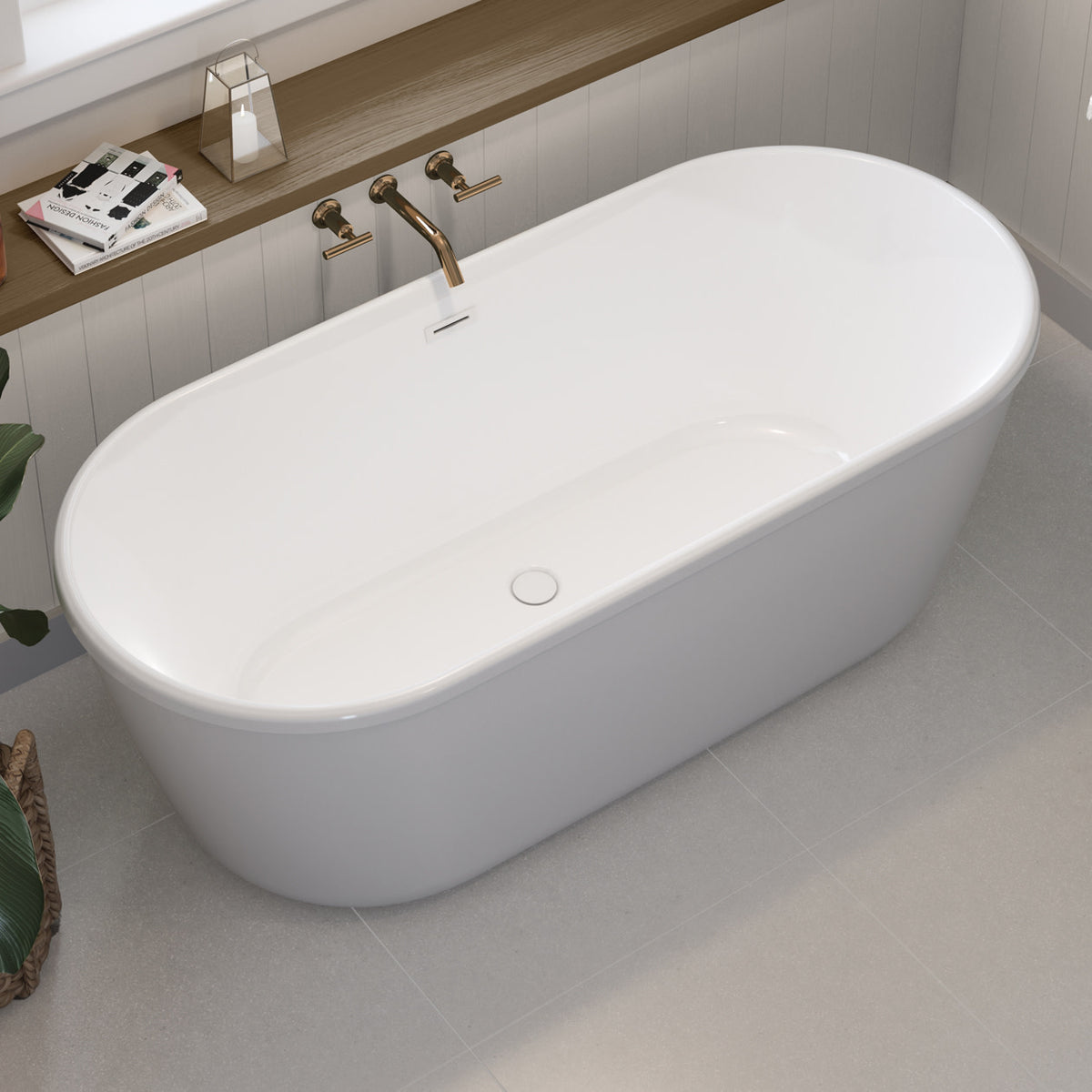 Maax Golan 6429 AcrylX Freestanding Center Drain Bathtub in White with White Skirt - image 2