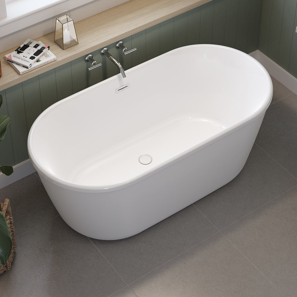 Maax Griffin 5829 AcrylX Freestanding Center Drain Bathtub in White with White Skirt - image 2
