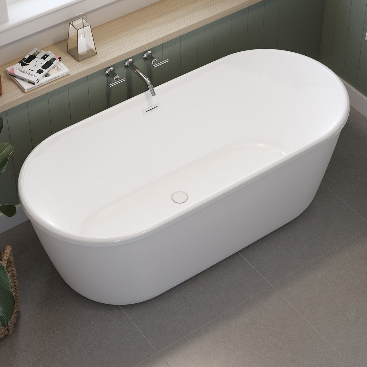 Maax Griffin 6429 AcrylX Freestanding Center Drain Bathtub in White with White Skirt - image 2
