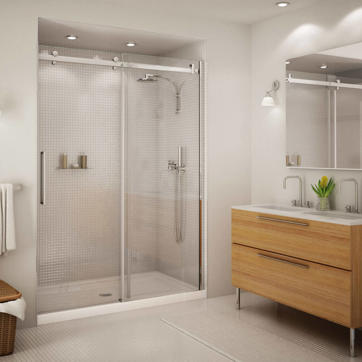 Maax Halo 56 ½-59 x 78 ¾ in 8mm Sliding Shower Door for Alcove Installation