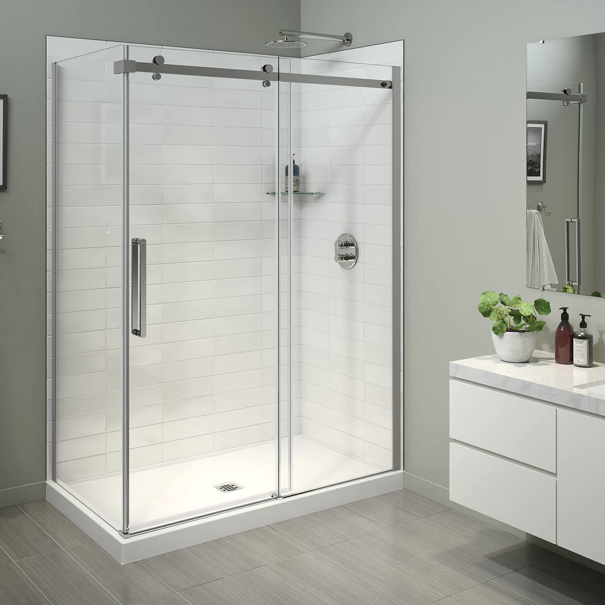 Maax Halo Pro 60 x 32 x 78 3/4 in 8mm Sliding Shower Door for Corner Installation
