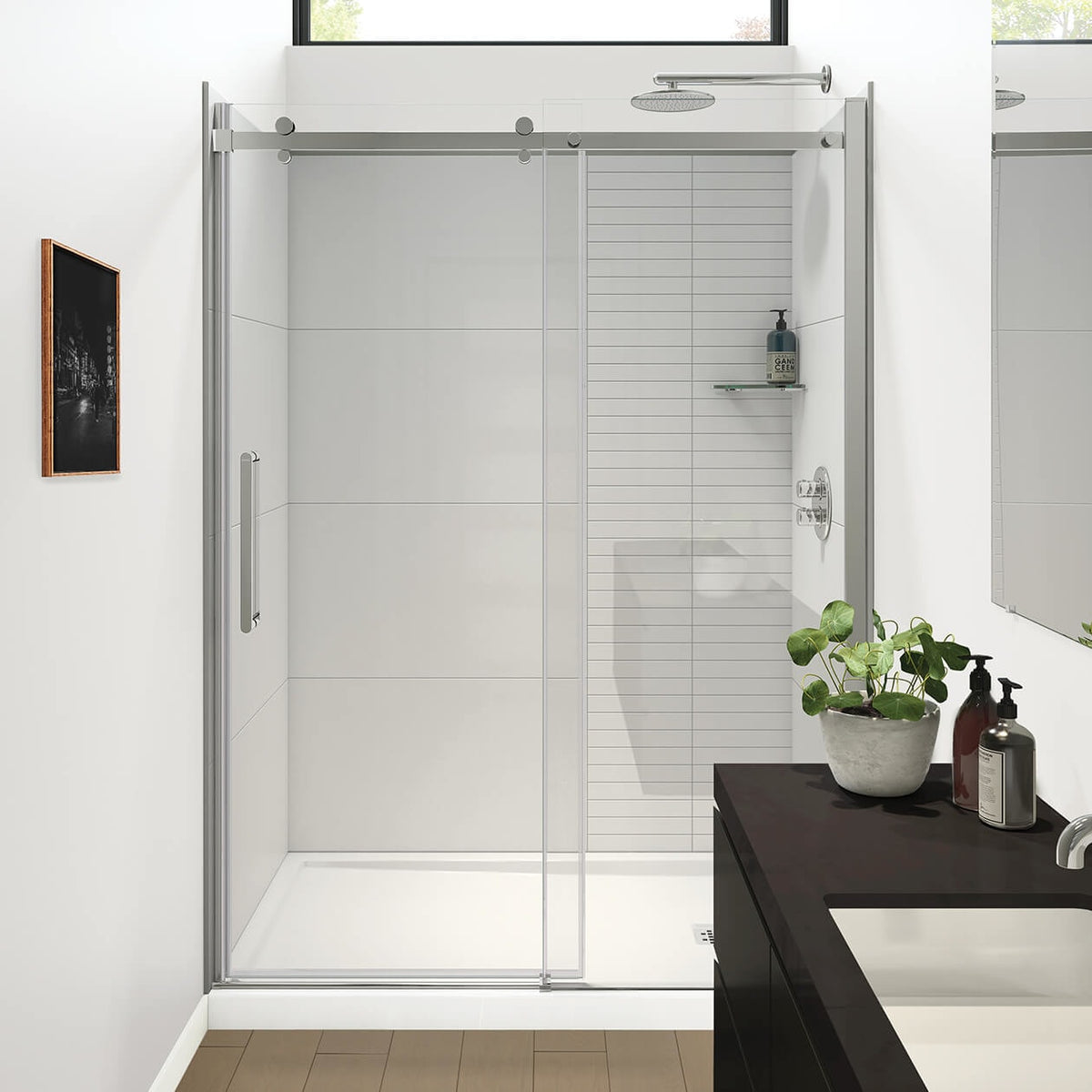 Maax Halo Pro GS 56 ½-59 x 78 ¾ in 8mm Sliding Shower Door for Alcove Installation