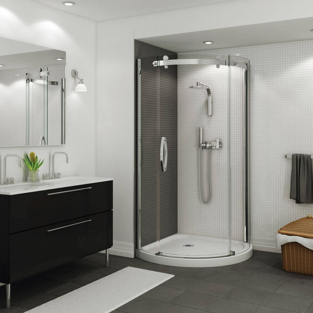 Maax Halo Round 36 x 36 x 76 in Sliding Shower Door for Corner Installation with Clear glass in Chrome