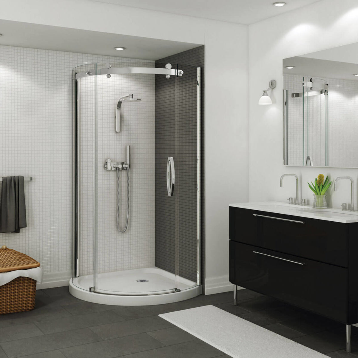 Maax Halo Round 36 x 36 x 76 in Sliding Shower Door for Corner Installation with Clear glass in Chrome
