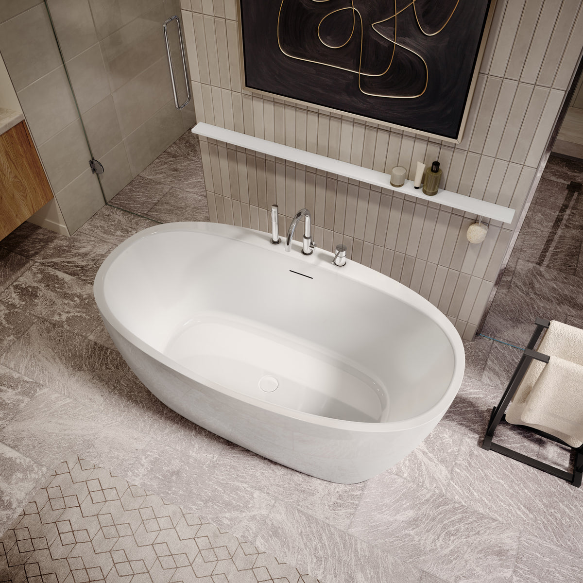 Maax Hatto 5932 Acrylic Freestanding Center Drain Bathtub in White - image 2