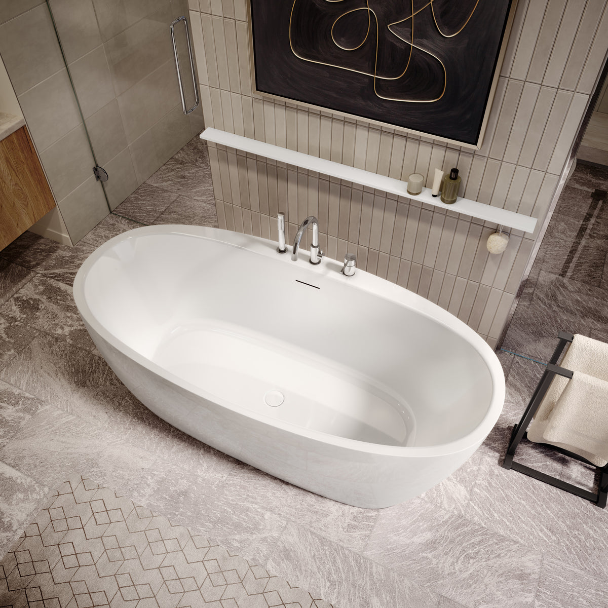 Maax Hatto 6732 Acrylic Freestanding Center Drain Bathtub in White - image 2