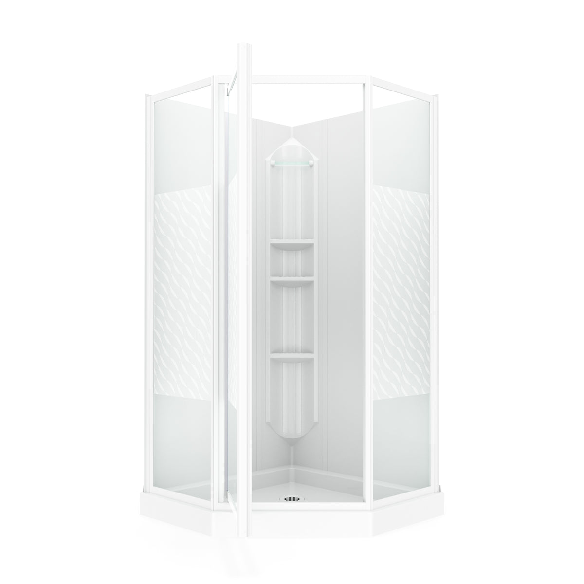 Maax Himalaya 38 x 38 Polystyrene Center Drain Shower Kit in White - image 3