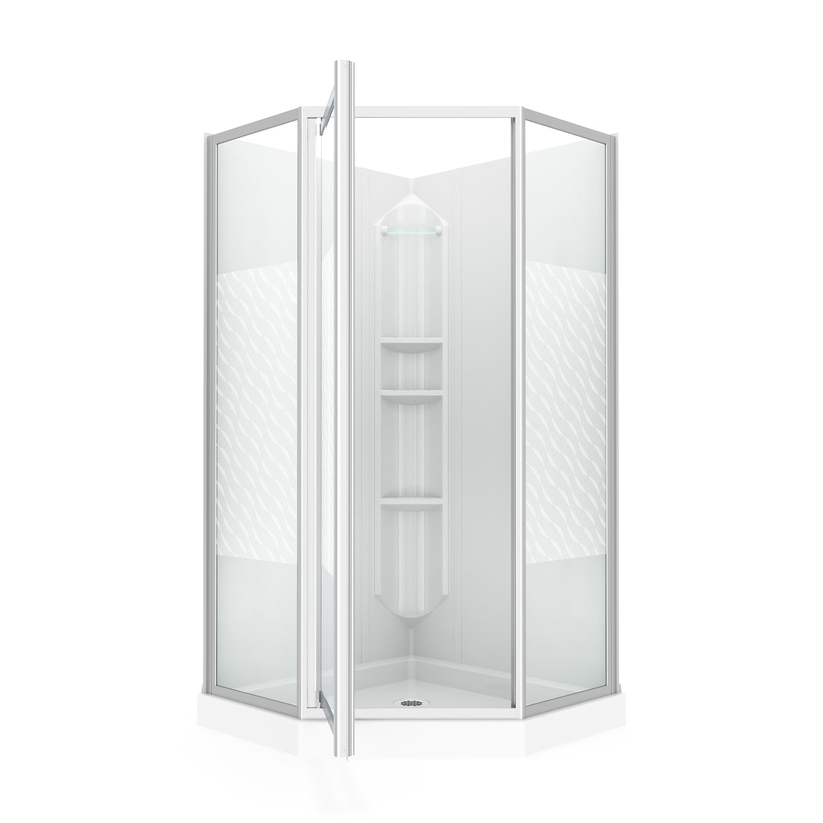 Maax Himalaya 38 x 38 Polystyrene Center Drain Shower Kit in White - image 8