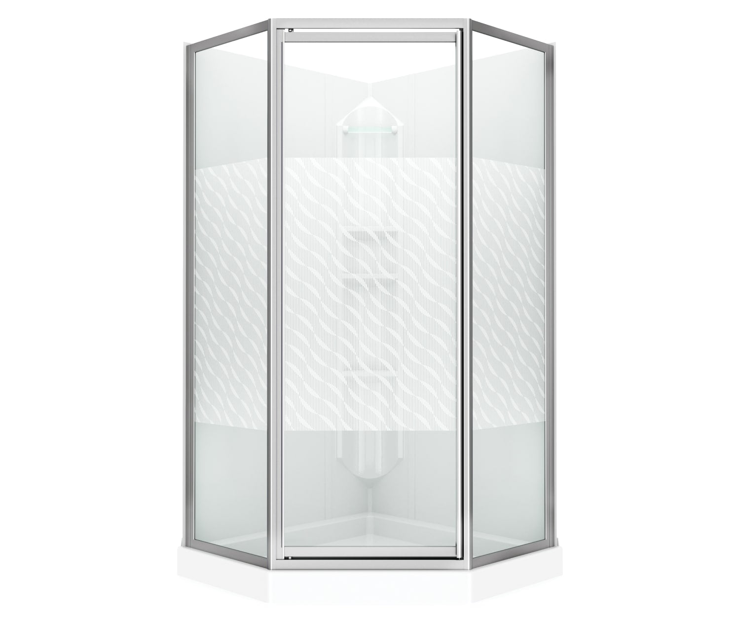 Maax 38 Himalaya 38 x 38 Polystyrene Center Drain Shower Kit in White with Design 47 glass  in Chrome 101694-000-129-107 - Plumbing Market