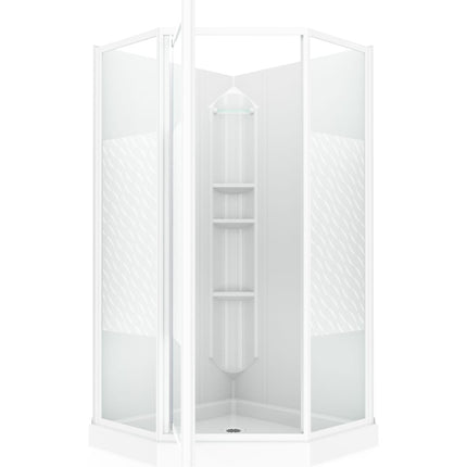 Maax 38 Himalaya 38 x 38 Polystyrene Center Drain Shower Kit in White with Design 47 glass  in White 101694-000-129-106 - Plumbing Market