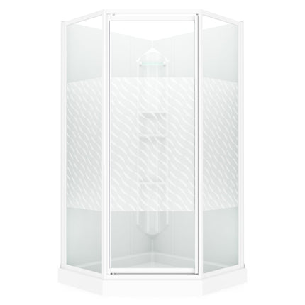 Maax 38 Himalaya 38 x 38 Polystyrene Center Drain Shower Kit in White with Design 47 glass  in White 101694-000-129-106 - Plumbing Market