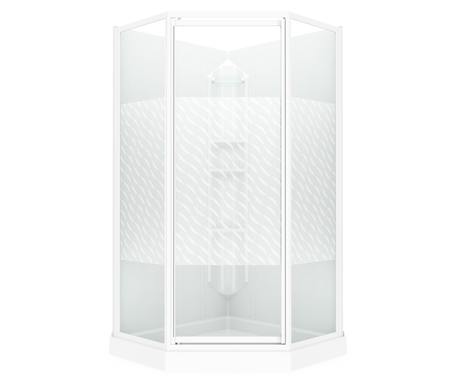 Maax 38 Himalaya 38 x 38 Polystyrene Center Drain Shower Kit in White with Design 47 glass  in White 101694-000-129-106 - Plumbing Market