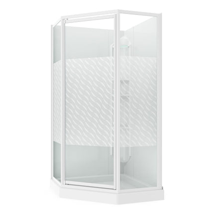 Maax 38 Himalaya 38 x 38 Polystyrene Center Drain Shower Kit in White with Design 47 glass  in White 101694-000-129-106 - Plumbing Market