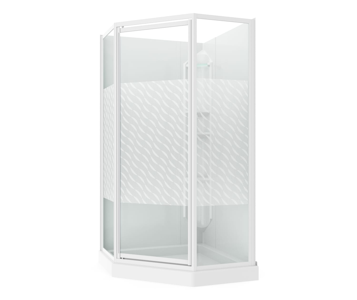 Maax 38 Himalaya 38 x 38 Polystyrene Center Drain Shower Kit in White with Design 47 glass  in White 101694-000-129-106 - Plumbing Market