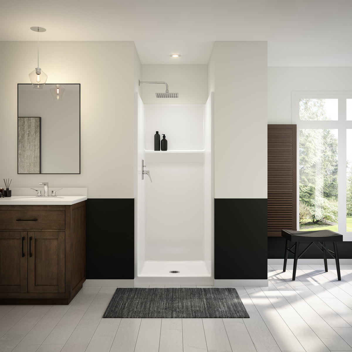 Maax Icon SH3232X AFR AcrylX Alcove Center Drain One-Piece Shower in White