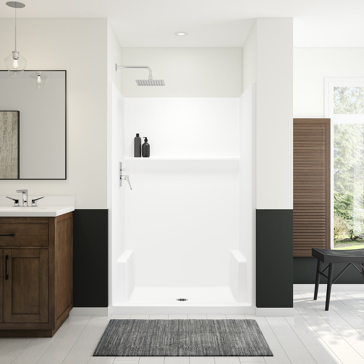 Maax Icon SH4834X AFR AcrylX Alcove Center Drain One-piece Shower in White