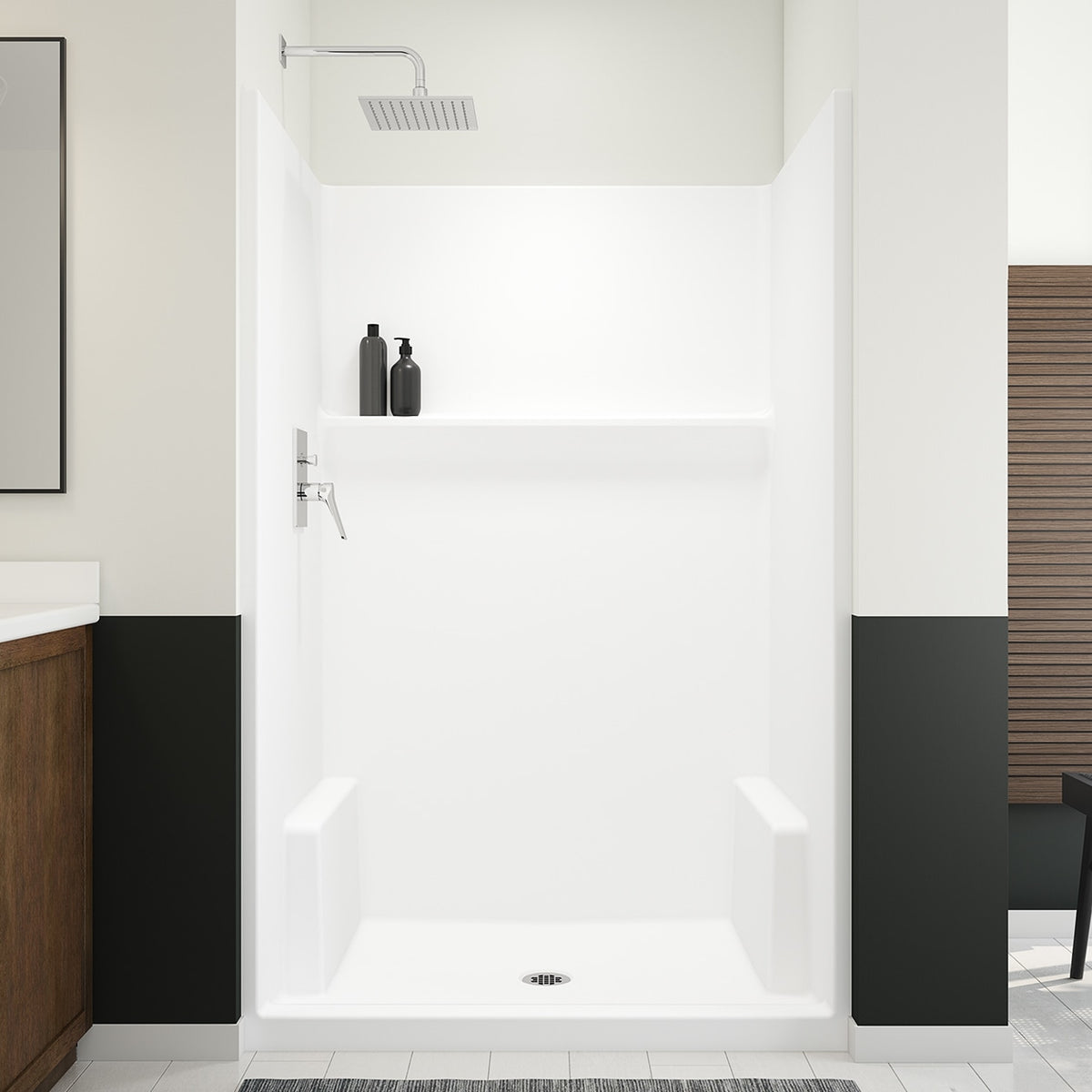 Maax Icon SH4834X AFR AcrylX Alcove Center Drain One-piece Shower in White - image 3