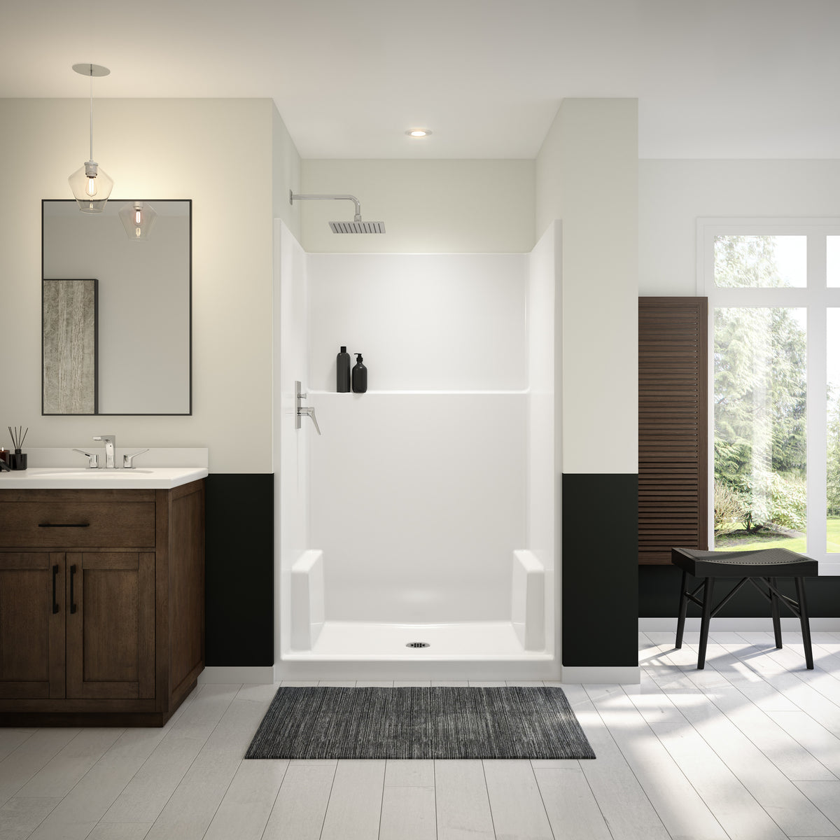 Maax Icon SH4836 Acrylx Alcove Center Drain One-Piece Shower in White