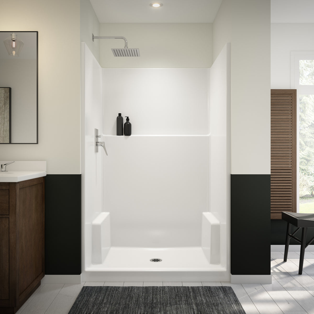Maax Icon SH4836 Acrylx Alcove Center Drain One-Piece Shower in White - image 2