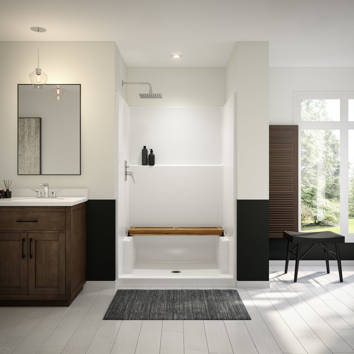 Maax Icon SH4836X AFR Acrylx Alcove Center Drain One-Piece Shower in White - image 3