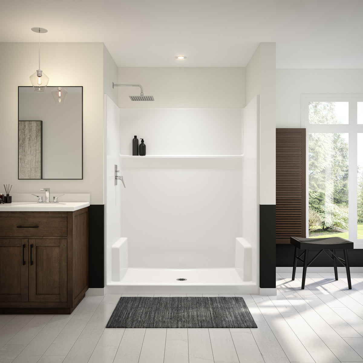 Maax Icon SH6034 Acrylx Alcove Center Drain One-Piece Shower in White
