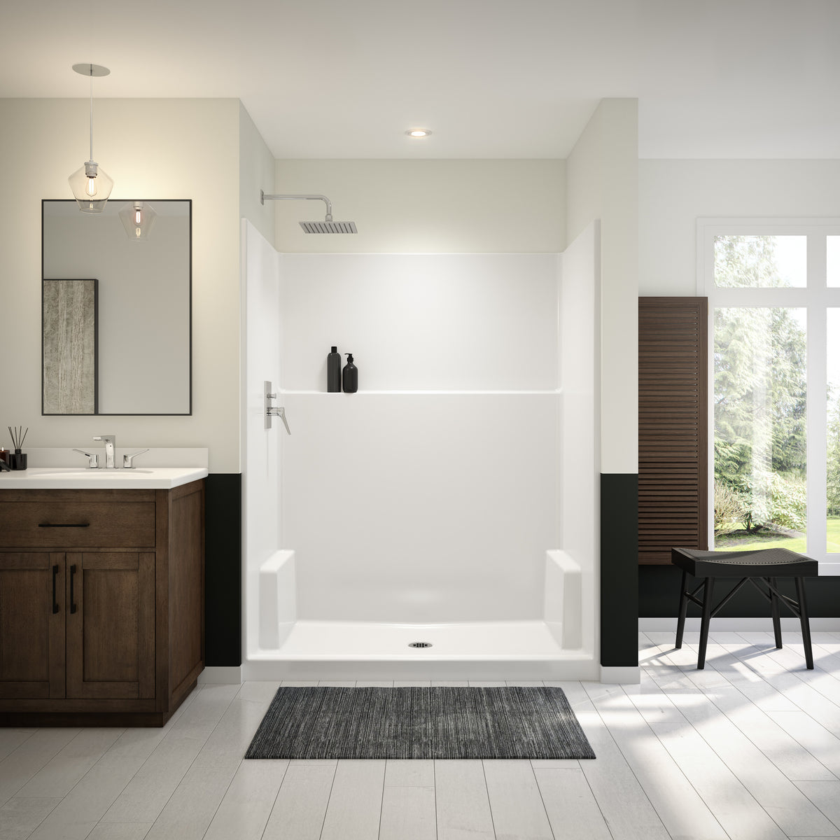 Maax Icon SH6036X AFR AcrylX Alcove Center Drain One-Piece Shower in White