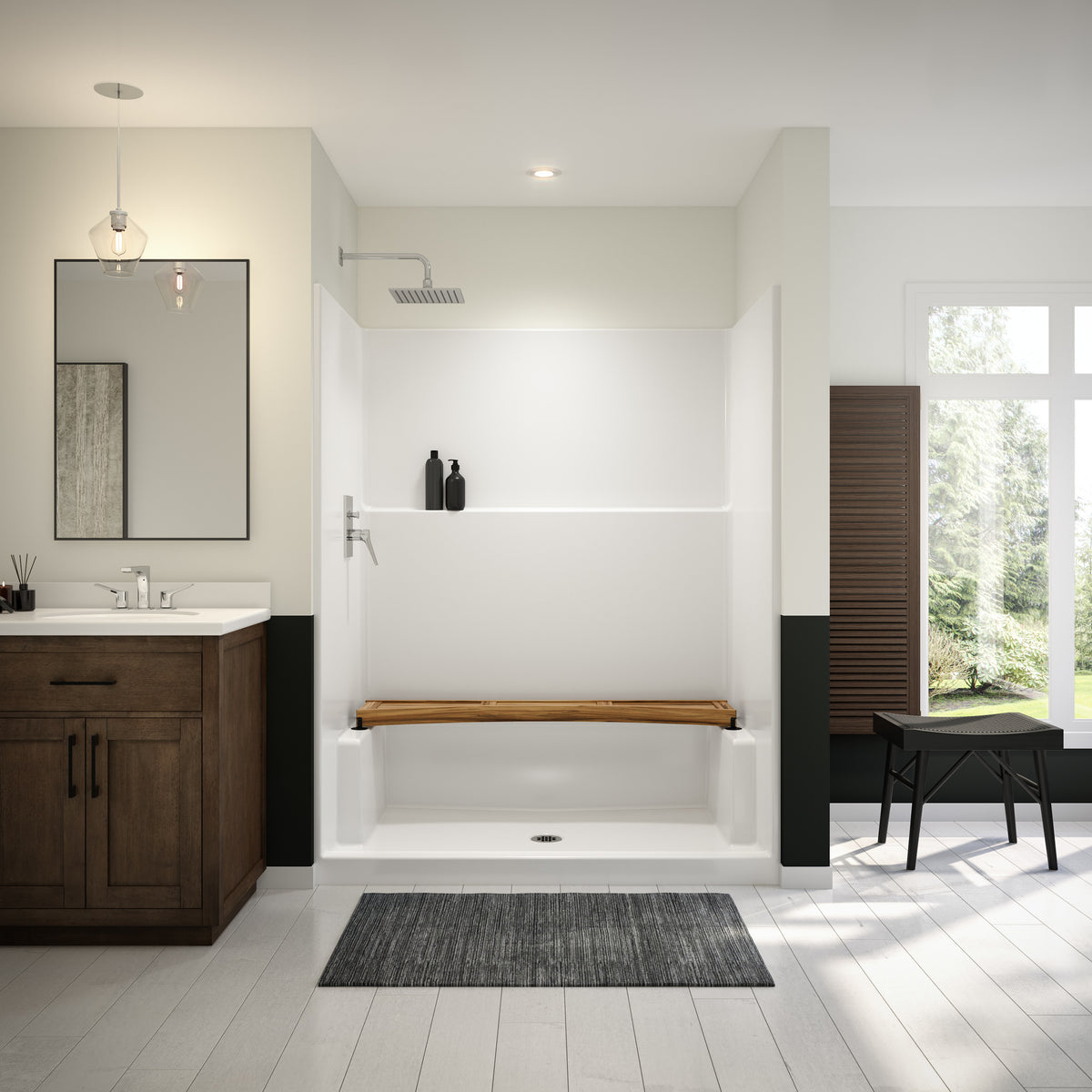 Maax Icon SH6036X AFR AcrylX Alcove Center Drain One-Piece Shower in White - image 5