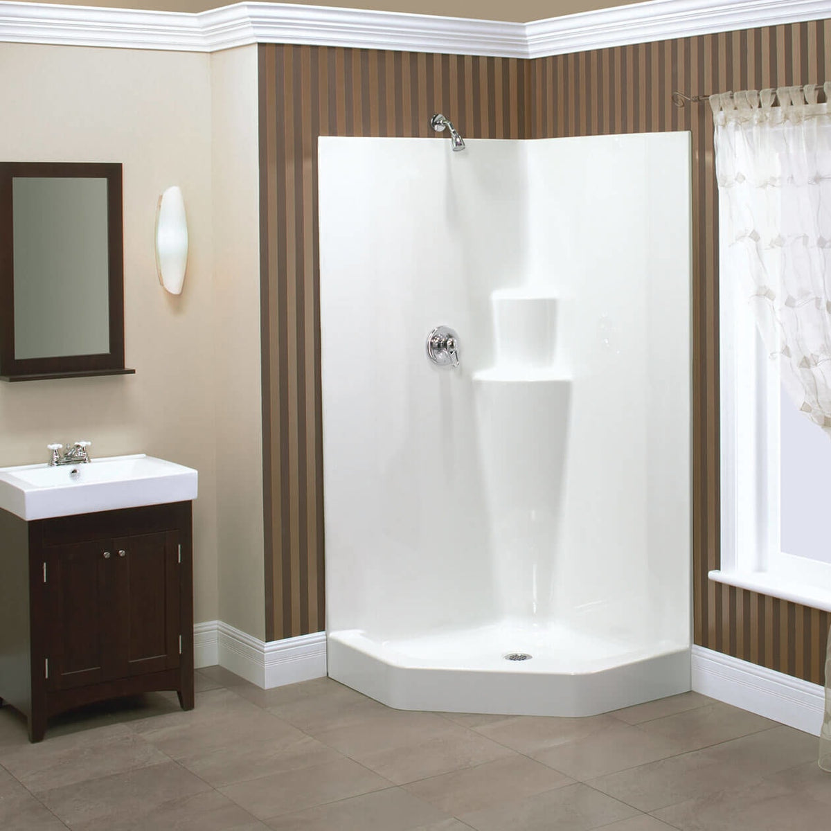 Maax Imperial II 39 x 39 AcrylX Corner Center Drain One-Piece Shower in White