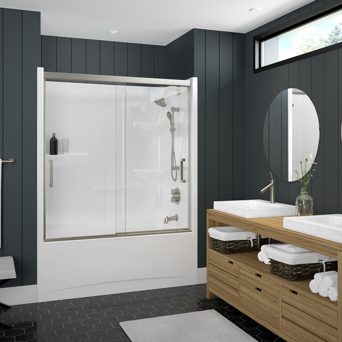 Maax Incognito 57 51-54 x 56 3/4 in 8mm Bypass Tub Door for Alcove Installation - image 2