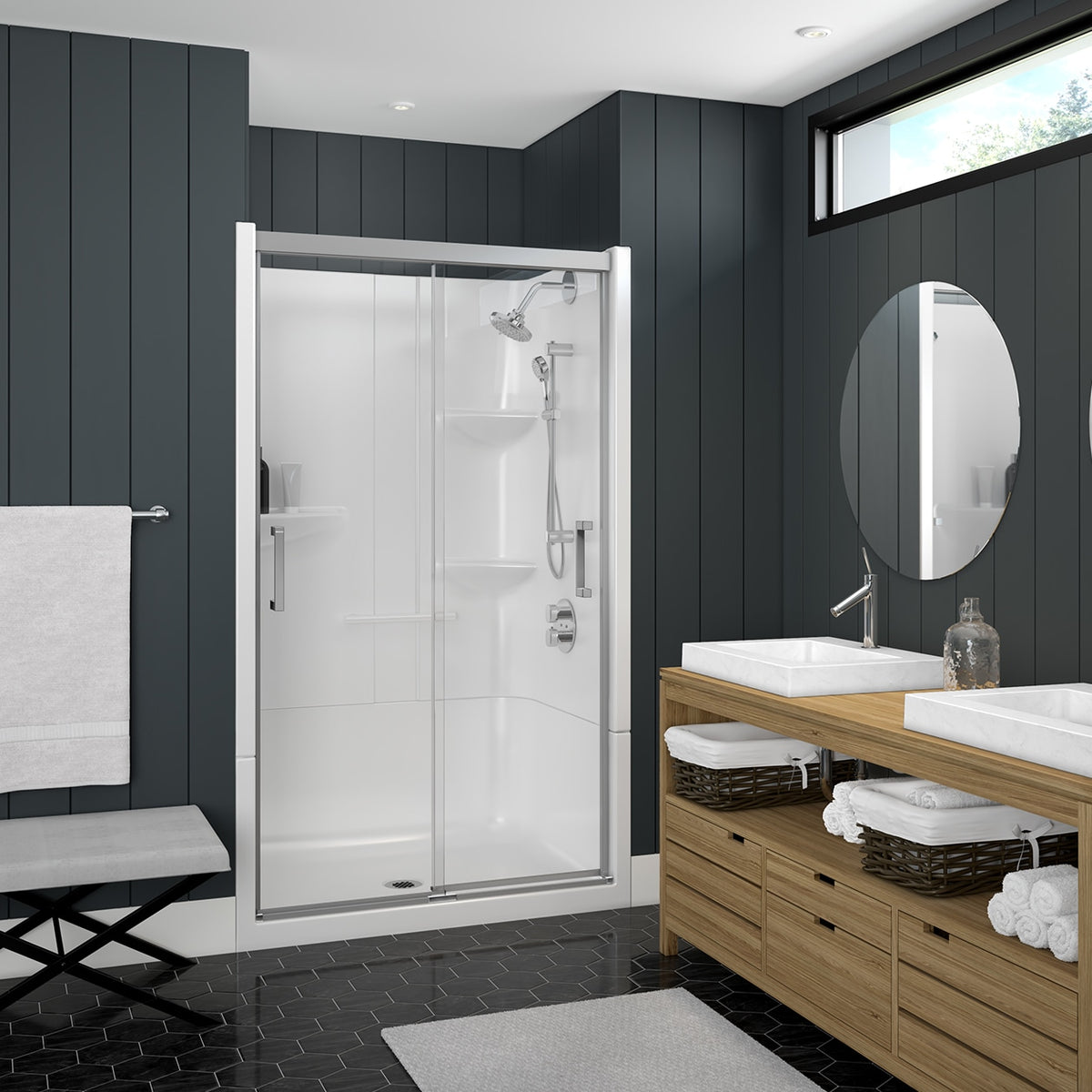 Maax Incognito 74 39-42 x 74 in 8mm Bypass Shower Door for Alcove Installation