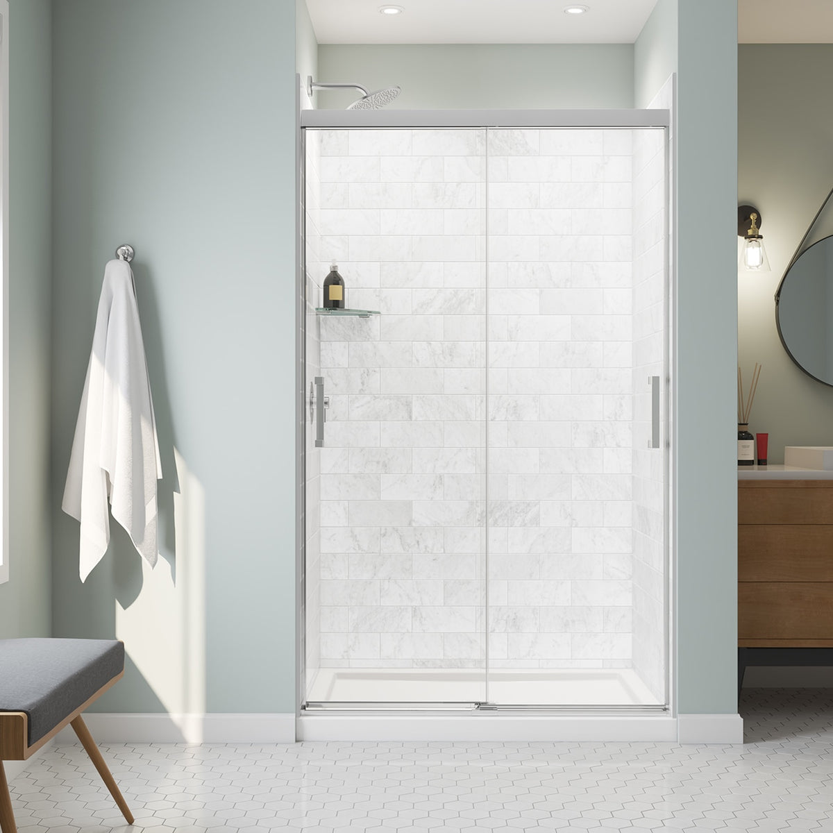 Maax Incognito 76 44-47 x 76 in 8mm Bypass Shower Door for Alcove Installation