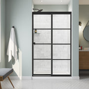 Maax Incognito 76 Shaker 44-47 x 76 in 8mm Bypass Shower Door for Alcove Installation with Shaker glass in Matte Black