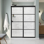 Maax Incognito 76 Shaker 56-59 x 76 in 8mm Bypass Shower Door for Alcove Installation with Shaker glass in Matte Black
